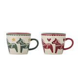 Bloomingville Siffer Tasse Bunt Steingut 2er Set Weihnachtstassen 300 ml