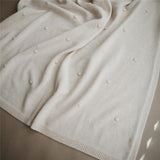 Mushie Gestrickte Babydecke Punkte, Off White Melange, aus 100% Bio-Baumwolle