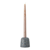 Bloomingville Samsin Kerzenhalter Blau Steingut Relief 7,5x7,5cm