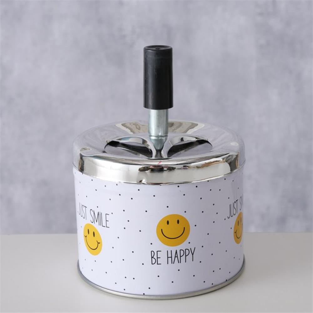 BOLTZE Sturmaschenbecher Smiley aus Edelstahl mit freundlichem Motiv