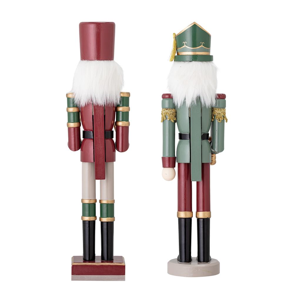 Bloomingville Darren Nussknacker Rot/Grün 2er Set Holz Weihnachtsdeko Figuren