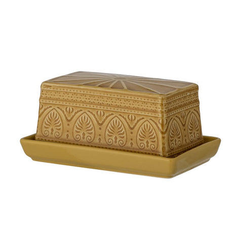 Bloomingville Rani Butterdose Gelb Steingut mit Crackle-Glasur dänisches Design