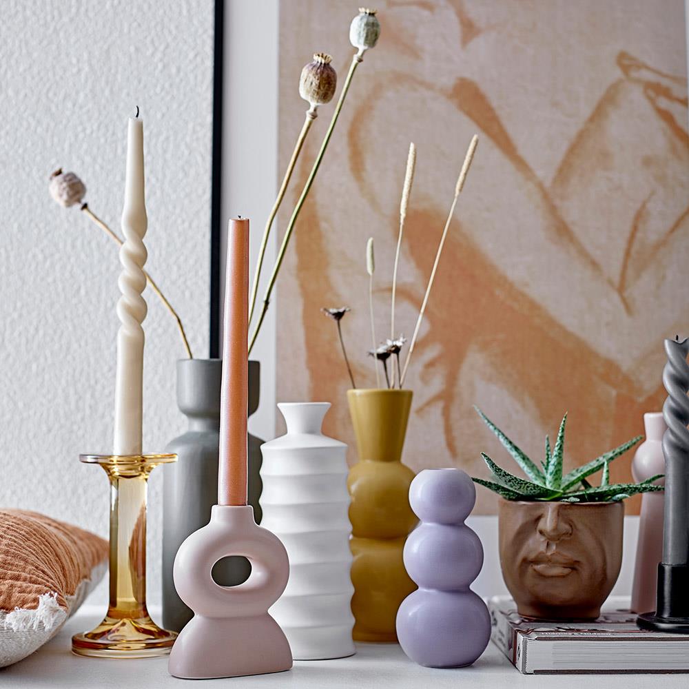 Bloomingville Twist Kerzen Set, Grau, Handgedreht, 4 Stück aus Paraffin