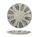 Bloomingville Leonie Teller in Beige/Blau, 21cm, aus Steingut