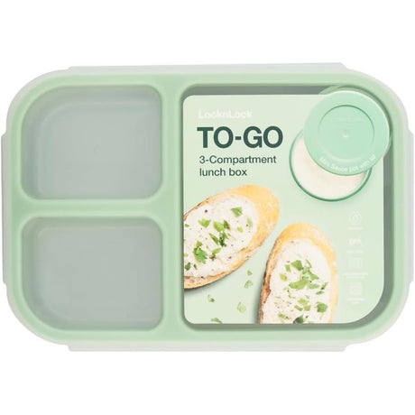 LocknLock Lunchbox 980ml, 3 Fächer, Saucenbehälter, BPA-frei
