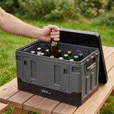 NILS CAMP Transportbox XL 70L Grau-Schwarz - große klappbare Campingbox für Auto & Outdoor