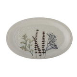 Bloomingville Bea Tablett, Natur, 28,5x18cm, Steingut, mit Blumenmotiv, dänisches Design