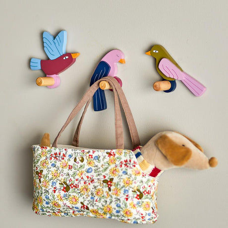 Bloomingville MINI Lewi Haken 3er Set bunt - Wandhaken Kinderzimmer Vögel Garderobe Deko