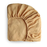 Mushie Musselin-Kinderbettlaken, Fall Yellow, 120x60cm Spannbettlaken