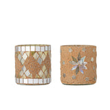 Bloomingville Miya Windlichter, Glas 2er Set Teelichthalter mit Mosaik-Effekt