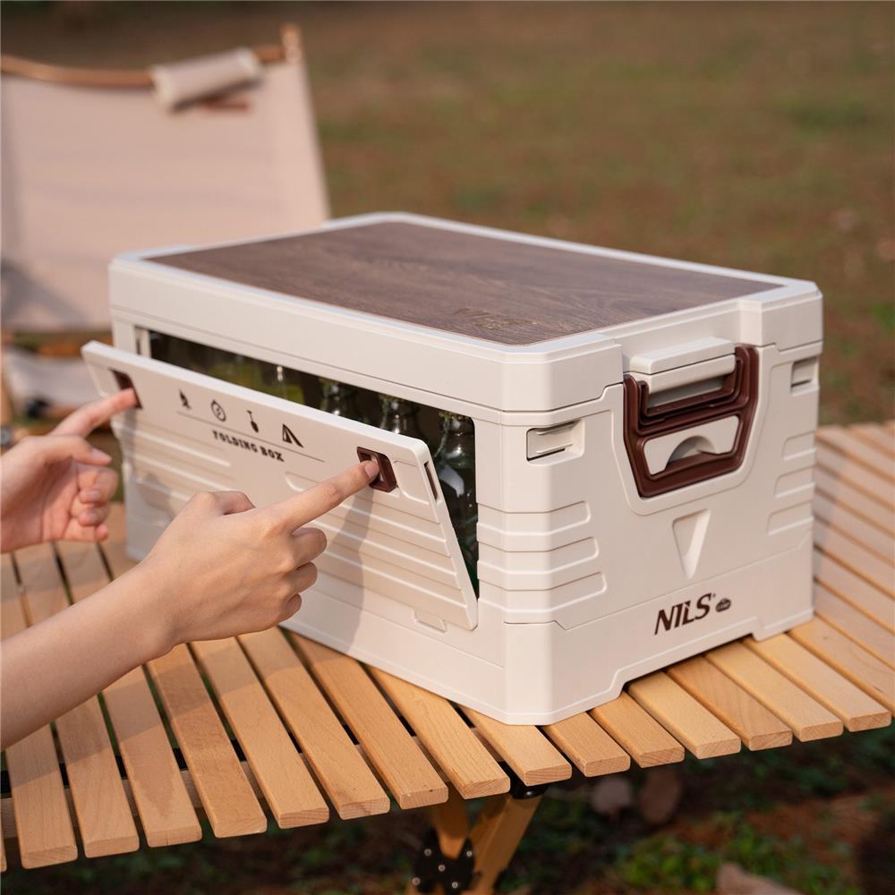 NILS CAMP Campingbox 32L mit Tischfunktion klappbar Aufbewahrungsbox Weiß