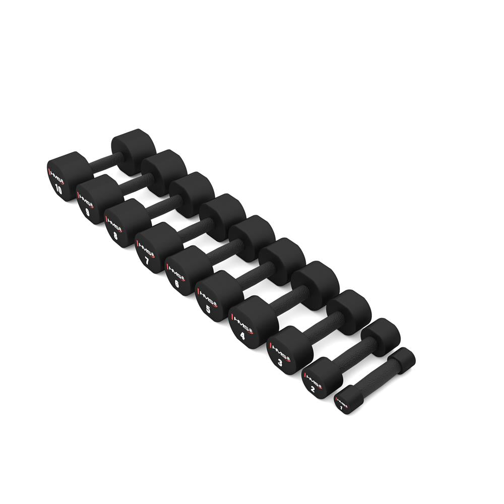 Kurzhantel Set 2x 5 kg TPU Schwarz gerändelt | HMS HPT