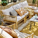 Bloomingville Thelma Decke gelb 150x125 cm aus Baumwolle – Wohndecke Kuscheldecke