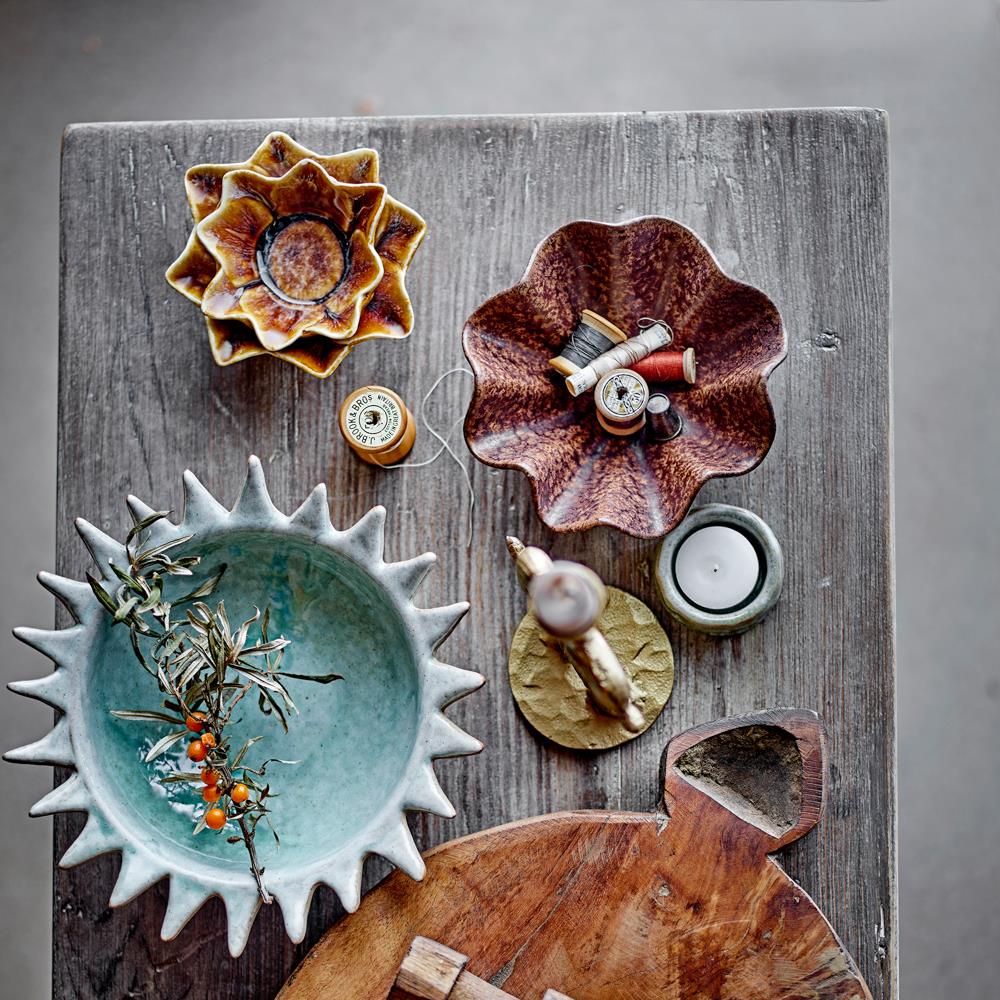 Bloomingville Dinah Teelichthalter braun Steingut organische Form