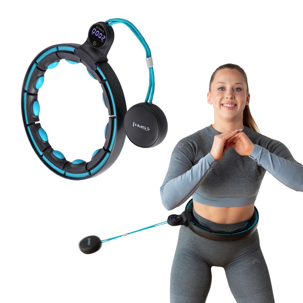 Hula Hoop Reifen mit LCD-Zähler, Magneten und Gewicht Schwarz/Türkis | HMS HHM17
