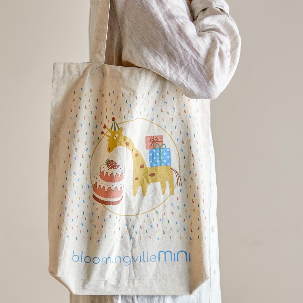 Bloomingville MINI Celebrate Tragetasche Blau Baumwolle 38x40cm