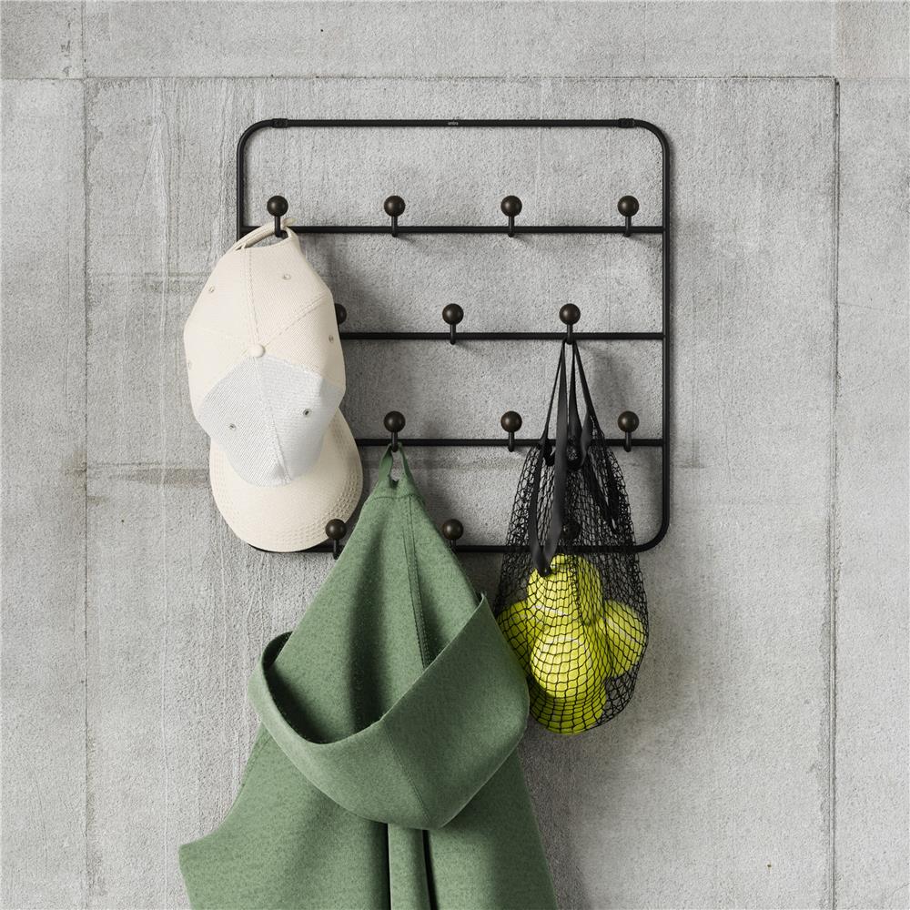 Umbra Estique Multifunktionale Türgarderobe mit 14 Haken, Türhaken ohne Bohren, Wandgarderobe in Schwarz