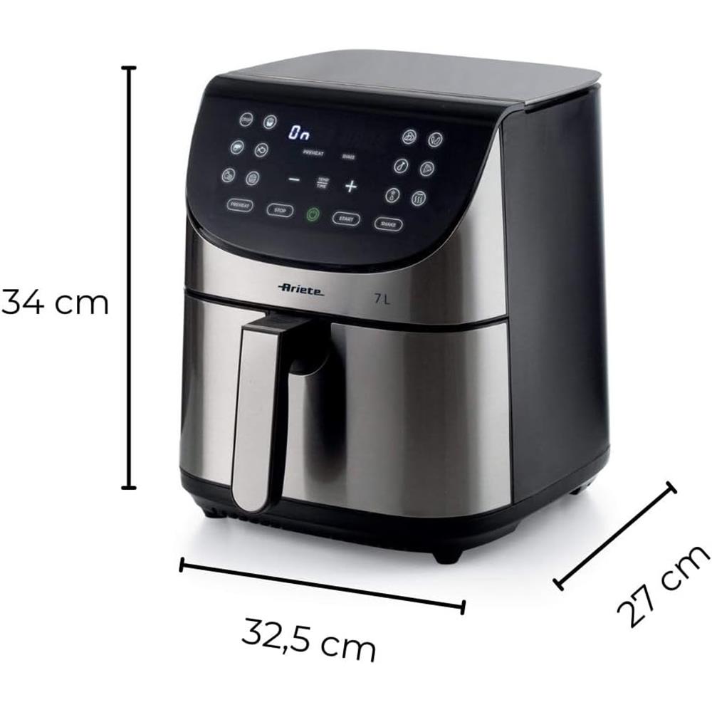 Ariete Airy Fryer Metal, Silber, Heißluftfritteuse, 7L, 1800W