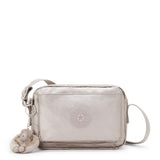 Kipling ABANU S, Kleine Umhängetasche, Metallic Glow (beige), Schultertasche mit verstellbarem Schultergurt