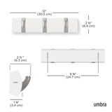 Umbra Flip Wandgarderobe, Garderobenleiste in Weiß, mit 3 beweglichen Haken in Silber