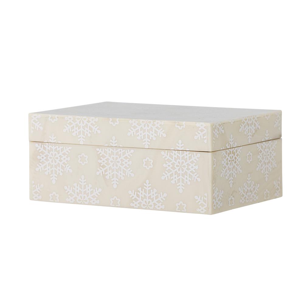 Bloomingville Cheri Box mit Deckel Natur Harz Aufbewahrungsbox Schneeflocke