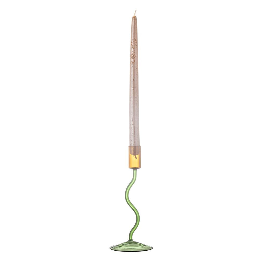 Bloomingville Ada Kerzenhalter, Grün, Glas, mundgeblasen, 22 cm, modernes Design