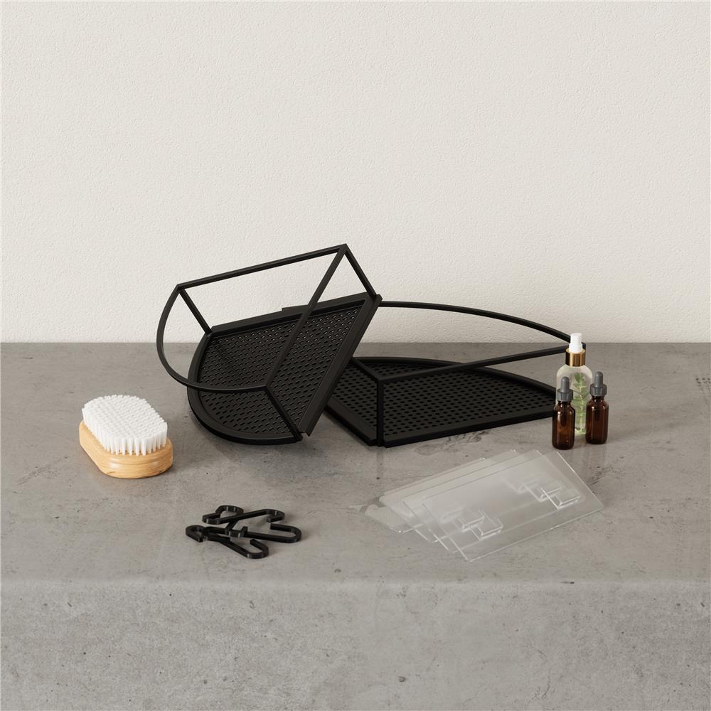 Umbra Cubiko Eckregale, Duschablage, Duschregale ohne Bohren mit Haken, 2er Set, in Schwarz