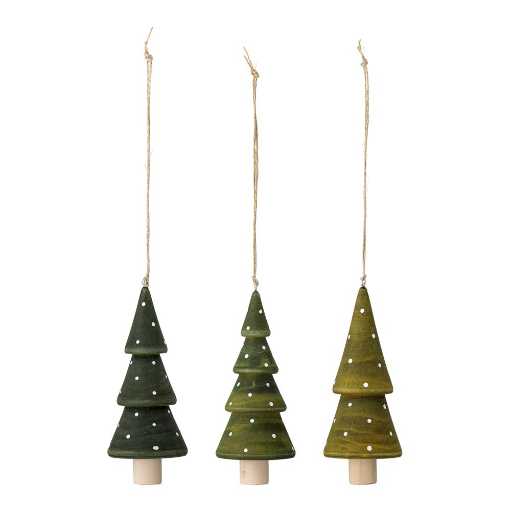 Bloomingville Jayli Weihnachtsanhänger Grün Holz 3er Set Christbaumschmuck
