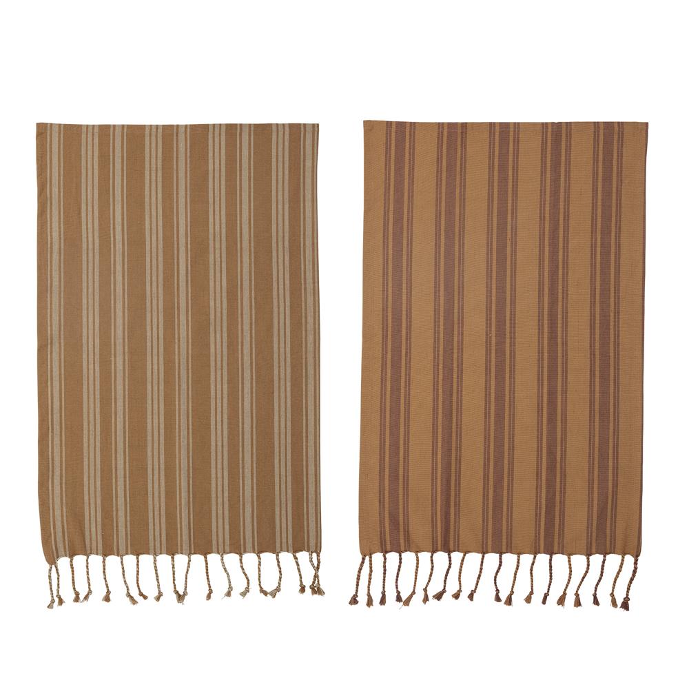 Bloomingville Elyza Küchenhandtuch, 2er Set, in Braun, aus Baumwolle, 70x45 cm