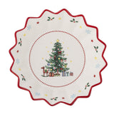 Bloomingville Naive Weihnachtsschale, Rot, Keramik 460 ml mit Tannenbaum-Motiv