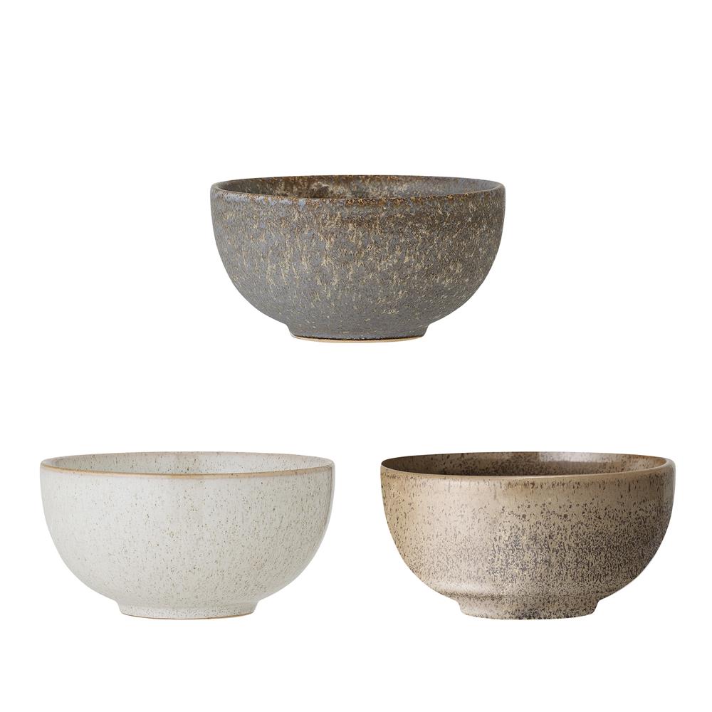 Bloomingville Addison Schüssel 3er Set Grau Steingut 16 x 8 cm Dänisches Design