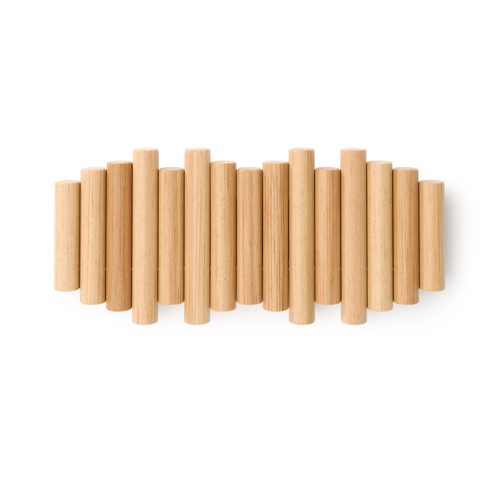 Umbra Picket - Moderne Garderobenleiste mit 5 Garderobenhaken, Natur, aus Kiefernholz