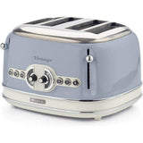 Ariete Vintage Toaster, Blau, 4-Scheiben-Toaster mit 6 Bräunungsstufen, 1600W