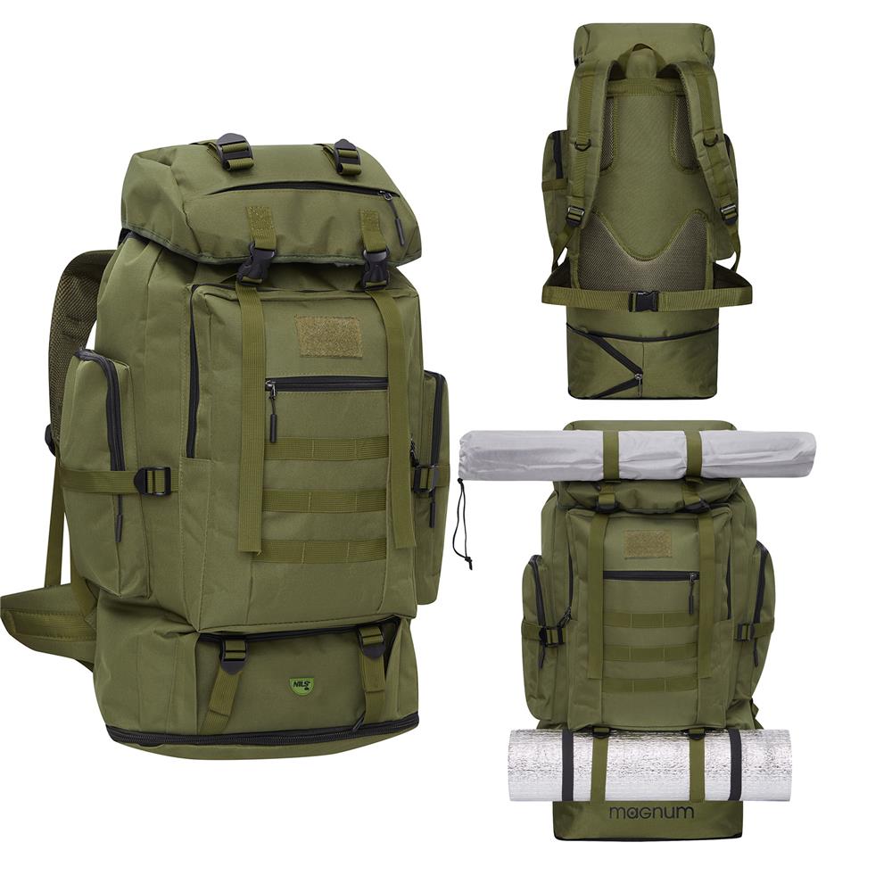 NILS CAMP taktischer Trekkingrucksack Magnum 100L in Grün - großer Outdoor Rucksack