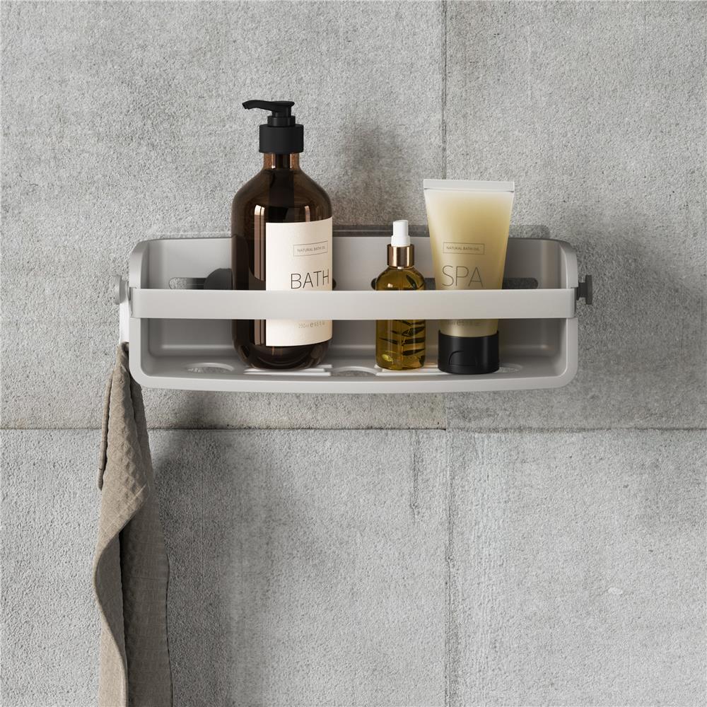 Umbra Flex Duschablage zum Kleben, in Grau, Rostfreies Duschregal, ohne Bohren