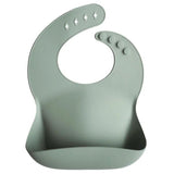 Mushie Silikon-Lätzchen, Cambridge Blue, mit Auffangschale, BPA-frei