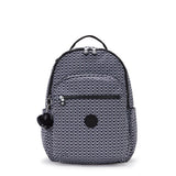 Kipling SEOUL L, Großer Schulrucksack mit 15-Zoll-Laptopfach, 27L, Signature Print (schwarz)