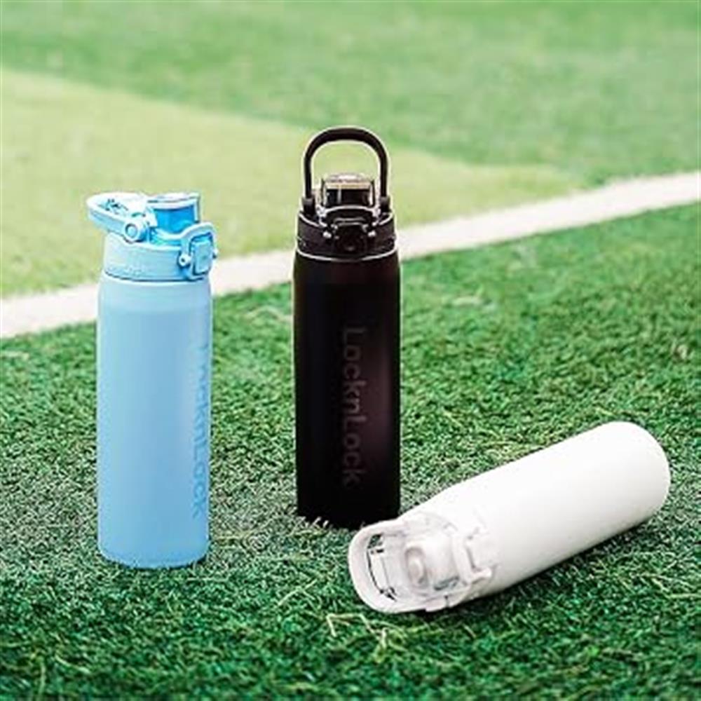 LocknLock Edelstahl-Trinkflasche 720 ml mit One-Touch & Tragegriff, Blau