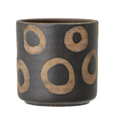 Bloomingville Avo Blumentopf 12 x 12cm Schwarz Braun Kringel Terrakotta Übertopf dänisches Design