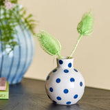 Bloomingville Fian Vase Blau Ø11 cm – Dolomitkeramik, handbemalt & dekorativ