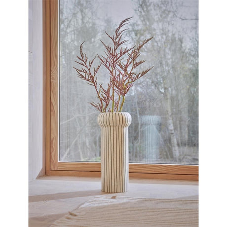 OYOY Aki Blumenvase 18,5 x 42 cm Steingut Naturweiß Dekovase