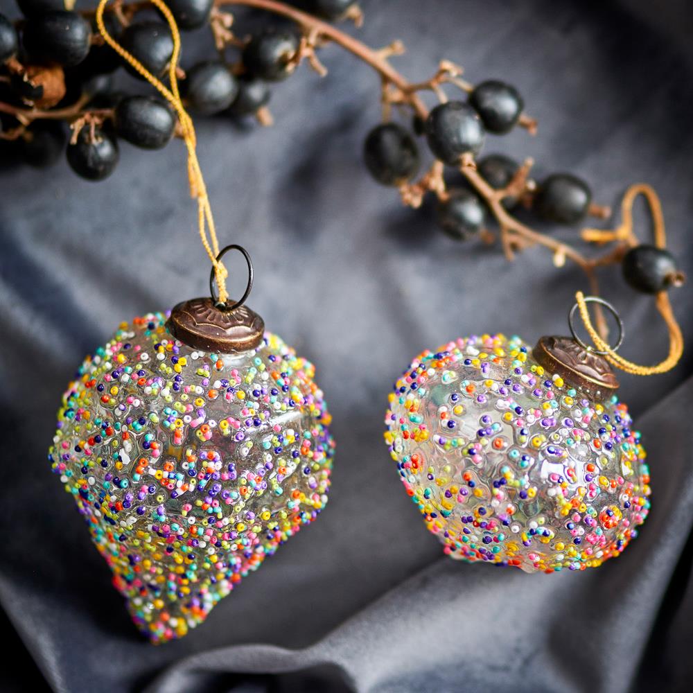 Bloomingville Chanda Weihnachtsanhänger Glas 2er Set Christbaumschmuck