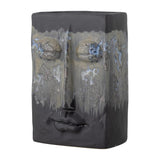 Bloomingville Nasru Vase – Schwarzes Steingut mit Gesichtsform, L15×H22×W10,5 cm
