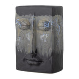 Bloomingville Nasru Vase – Schwarzes Steingut mit Gesichtsform, L15×H22×W10,5 cm