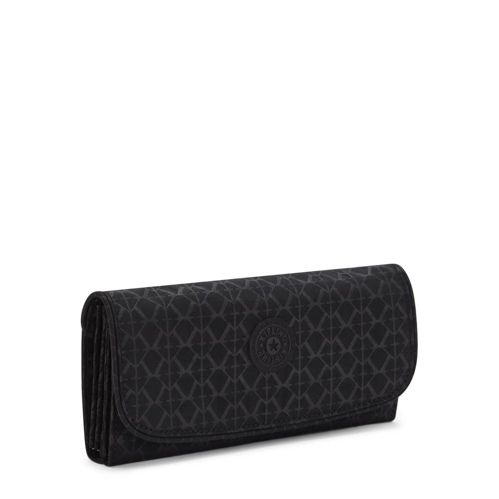 Kipling MONEY LAND, Großes Portemonnaie, Signature Emb (schwarz), Geldbörse, Brieftasche