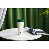 LocknLock Thermobecher 550 ml keramikbeschichtet mit 2 Deckeln, Weiß-Grün