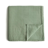 Mushie Musselin-Baby-Wickeldecke, Sage, Pucktuch aus 100% Bio-Baumwolle