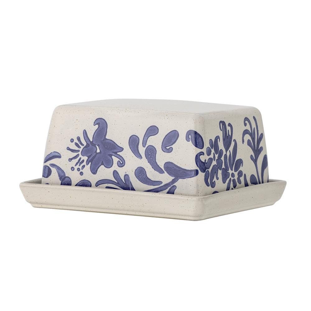 Bloomingville Petunia Butterdose, Blau, Steingut, romantischen Vintage-Look, dänisches Design