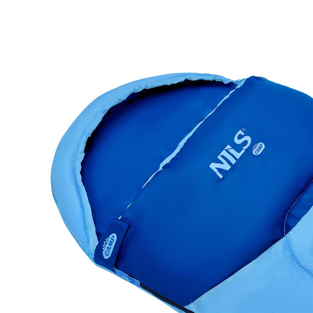 NILS CAMP Junior Kinderschlafsack Blau - warmer Schlafsack für Kids, Camping, Reisen & Outdoor