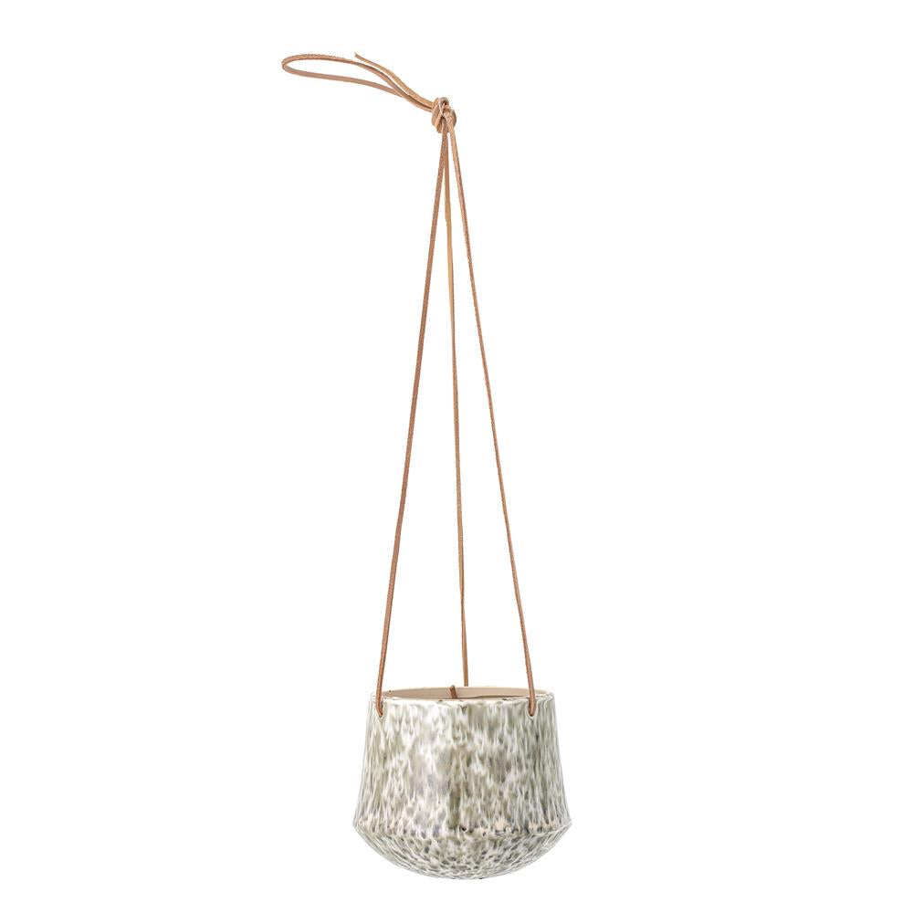 Bloomingville Ilda Blumentopf hängend Grün 14 x 60 x 12 cm Steingut Hängepflanze Pflanztopf
